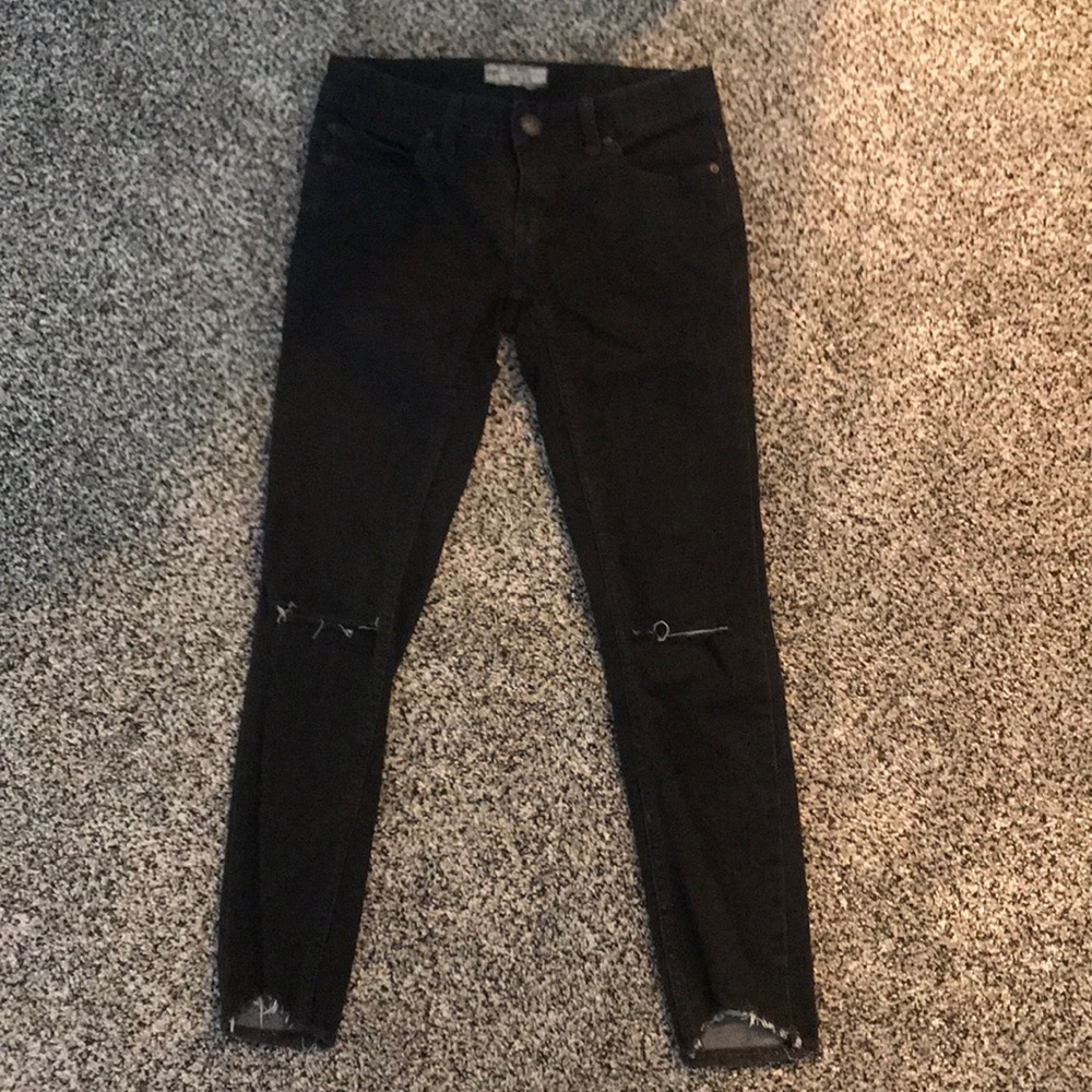 Free People Black Distressed Jeans